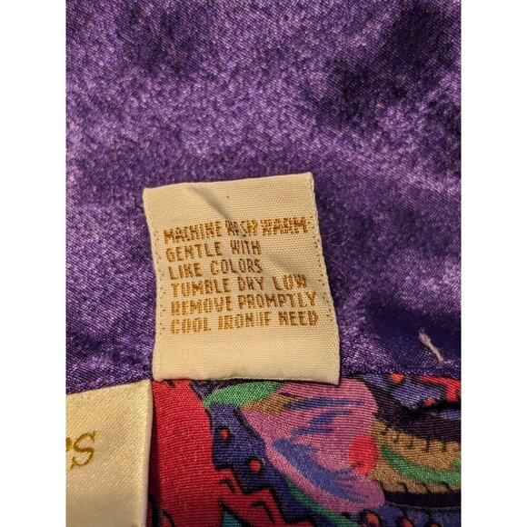 Victorias Secret Vintage Gold Label Womens L Pajama Set Floral Purple Satin Rose - Picture 6 of 6